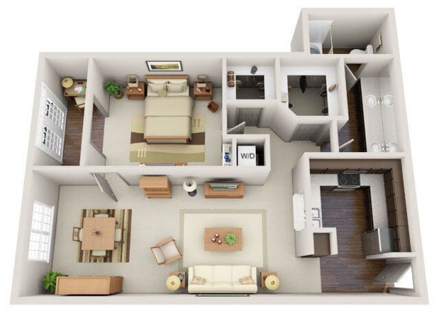 D60 floor plan Deerwood Apartments - D60
