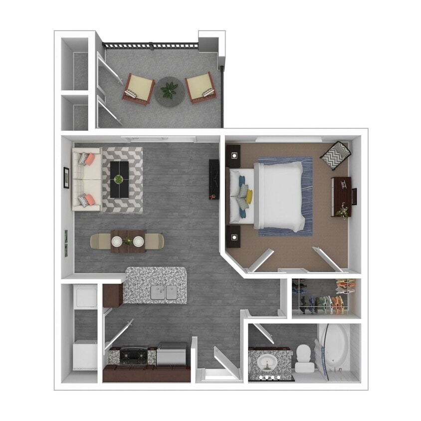 Floor Plan - 1 Bed 1 Bath 772 SqFt (641 Net)