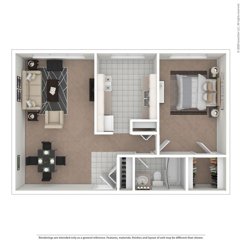 Floor Plan - 1 Bed 1 Bath