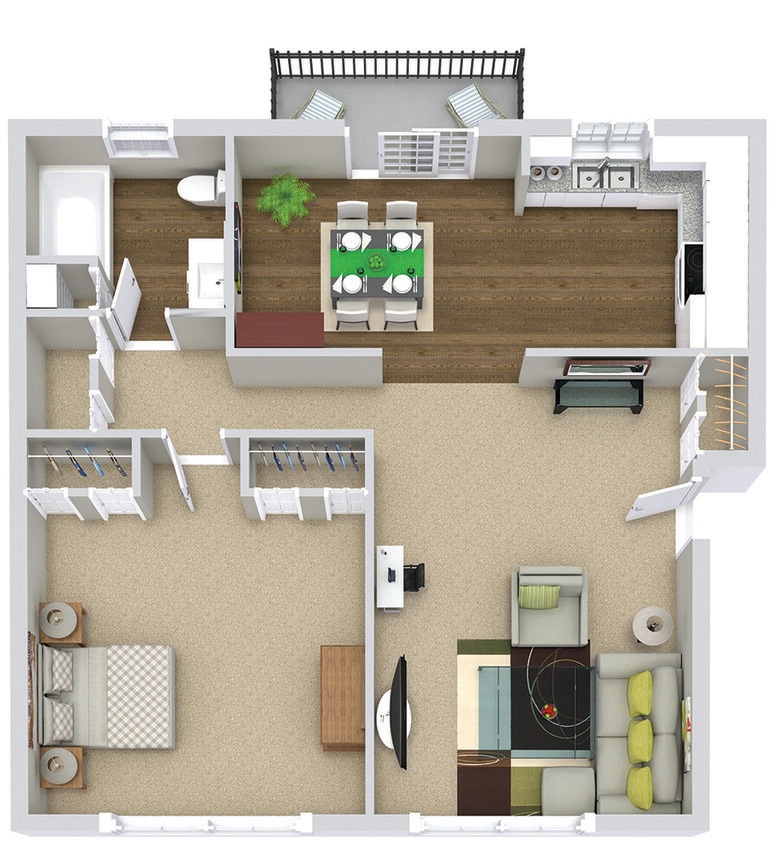 Floor Plan - The Quinn (1BR / 1BA)