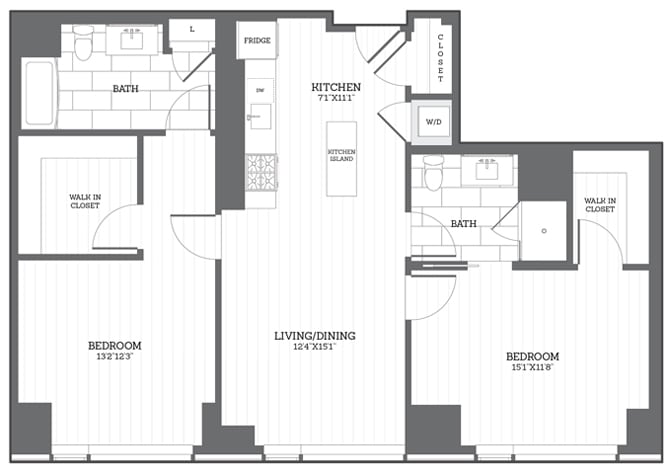 Floor Plan - 2 Bed/2 Bath G