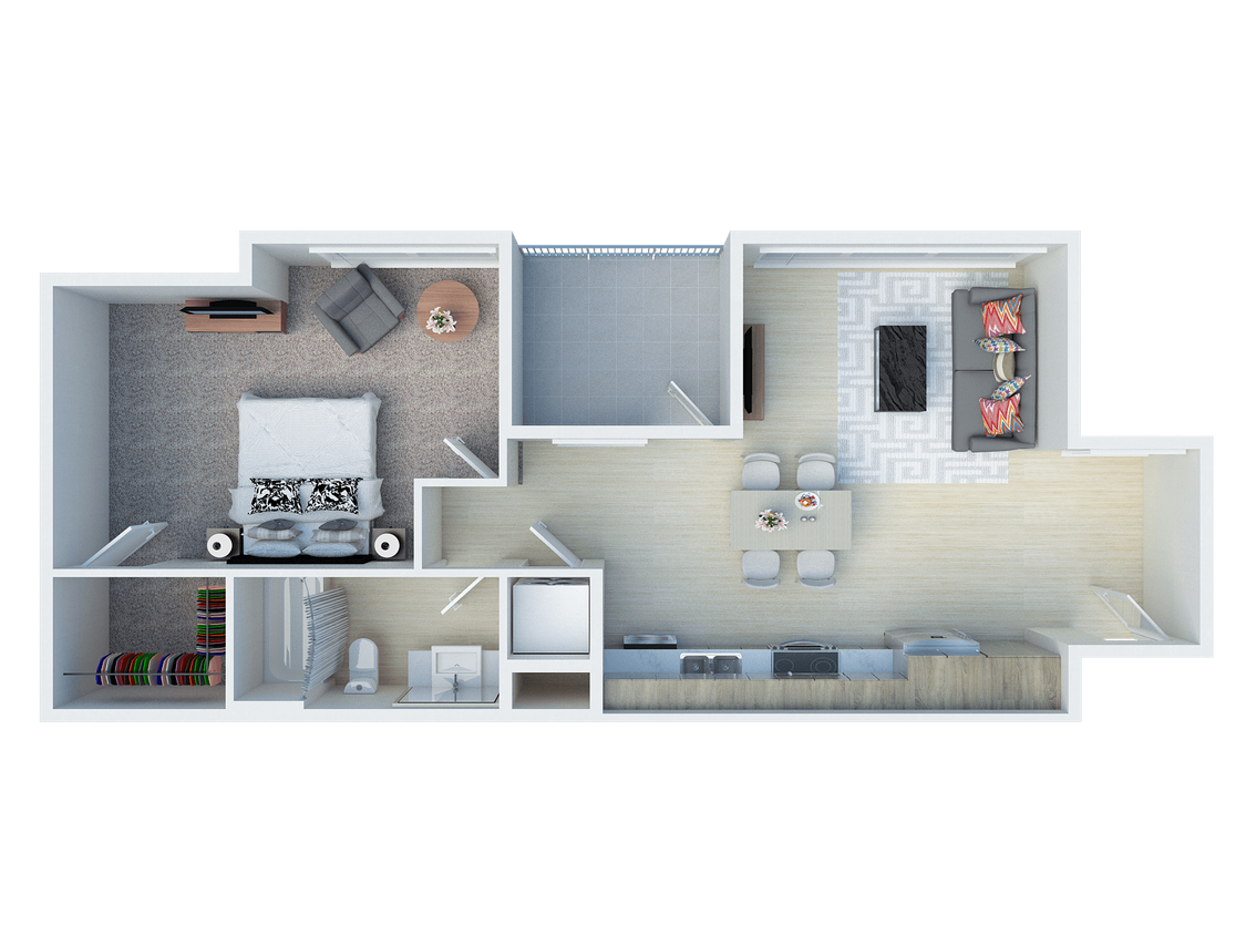 Floor Plan - 1Bed, 1Bath F