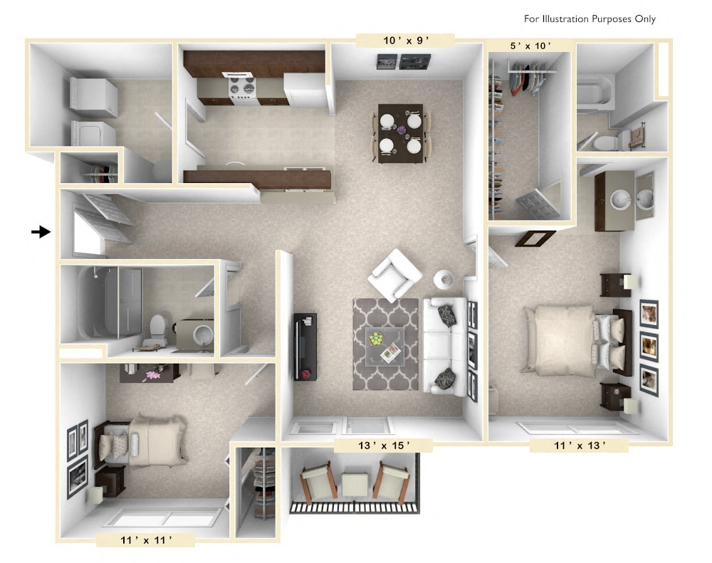 Floor Plan - The Shire 2 BR 2 BA