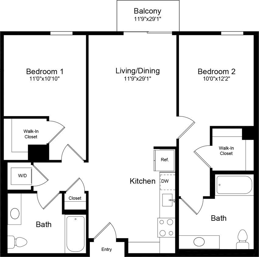 Floor Plan - 2A with Balcony