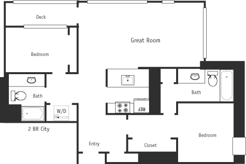 Floor Plan - 2 Bed City