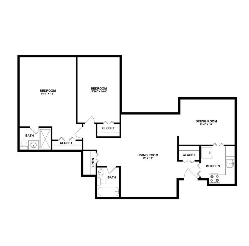 Floor Plan - 2Bedroom 2Bathroom