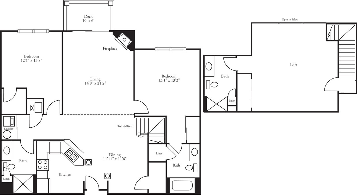 Floor Plan - Pinnacle - 2 Bed, 3 Bath Doral w/ Loft