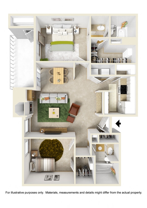 Floor Plan - Two Bed Two Bath