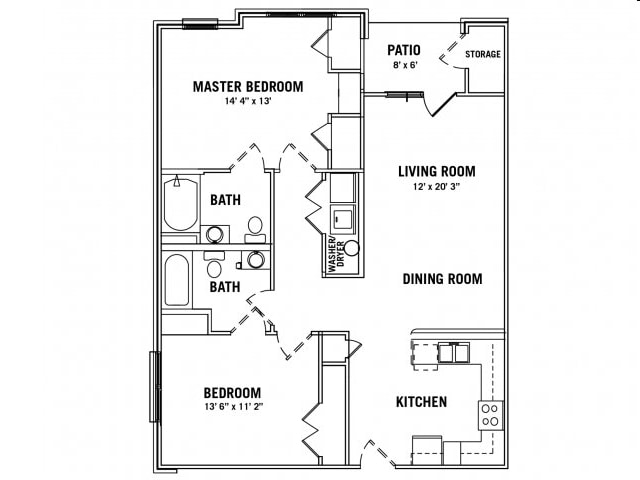 Two Bed - Two Bath - Suite (Phase I ad II) - The Elm