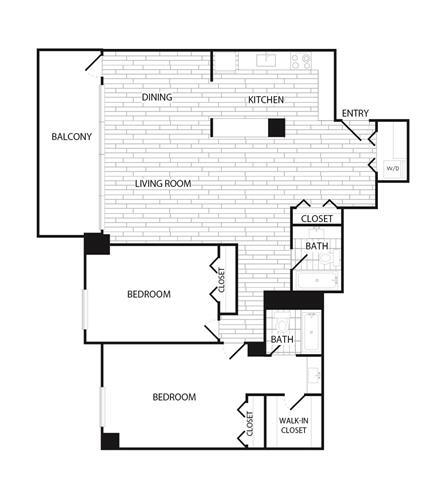 Floor Plan - 2 Bedroom, 2 Bath 1492 SF B3