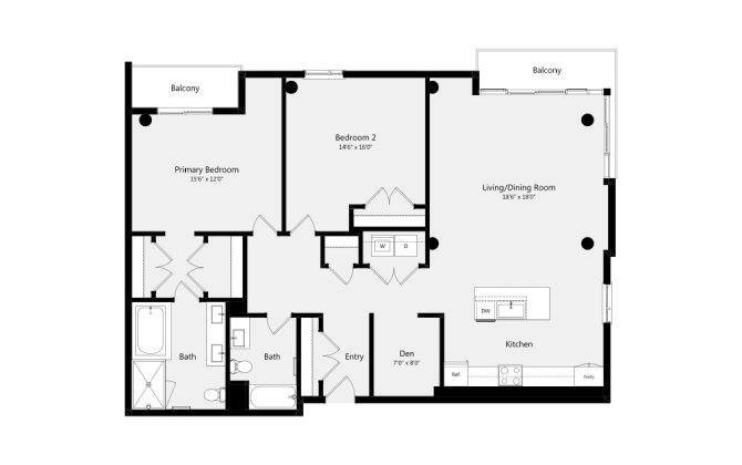Floor Plan - 2B+DEN (B)