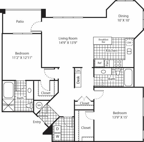 Floor Plan - Two Bed B-4 - Phase II