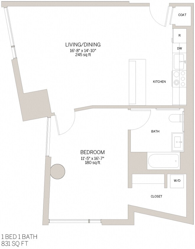 Floor Plan - One Bedroom - J
