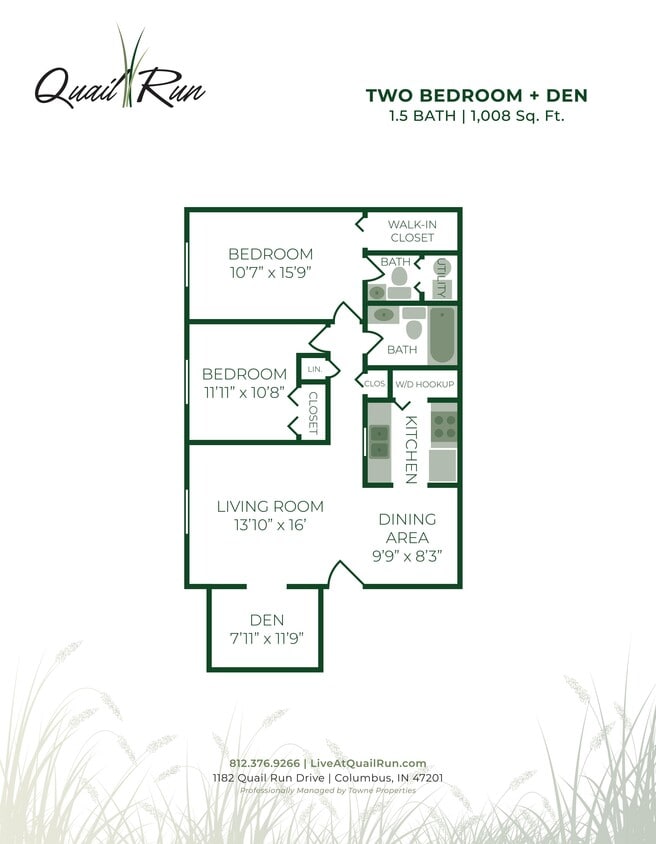 Floor Plan - 2 Bedroom with Den