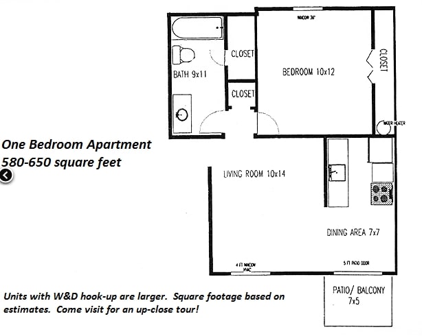 1BR/1BA - 1 Bedroom w/Washer/Dryer Hookup