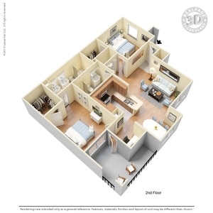 2BR/2BA - 2 Bed 2 Bath 1232 SqFt (1119 Net)