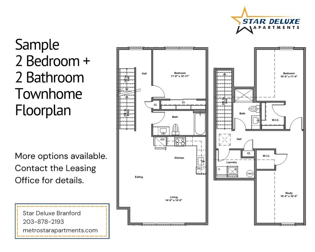 Floor Plan - Two Bed Two Bath Townhouse