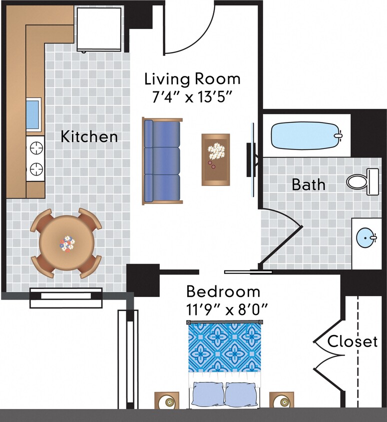 Floor Plan - Renovated 1 Bedroom 04 Tier