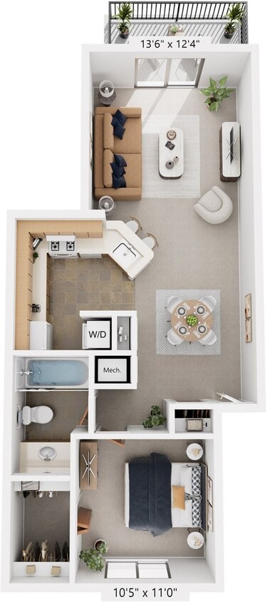 Floor Plan - One Bedroom Alpine