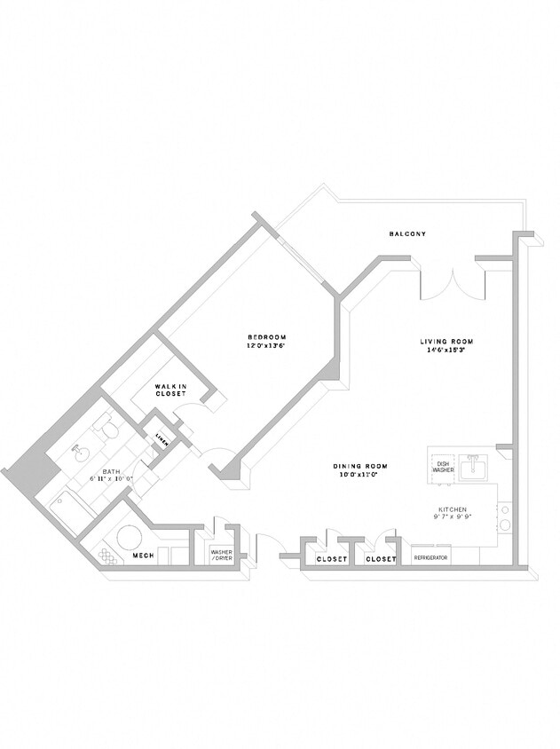 Floor Plan - 1 Bed 1 Bath A3