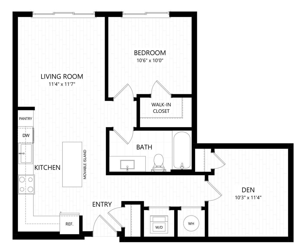 Floor Plan - AD1-1X1 Den
