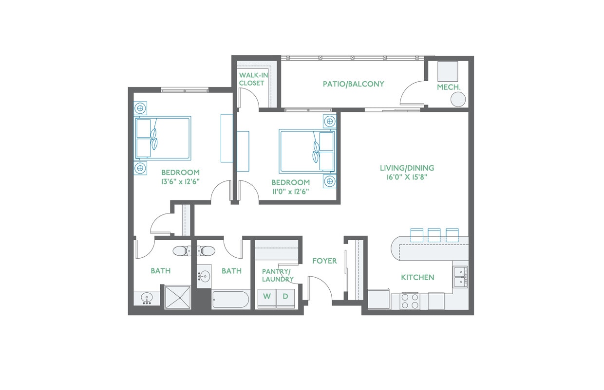 Floor Plan - 2 Bed - Style 6
