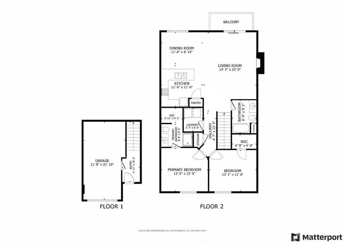 Floor Plan - 2 Bed 2 Bath 2nd Floor 1 Stall Att Gar - ARV15