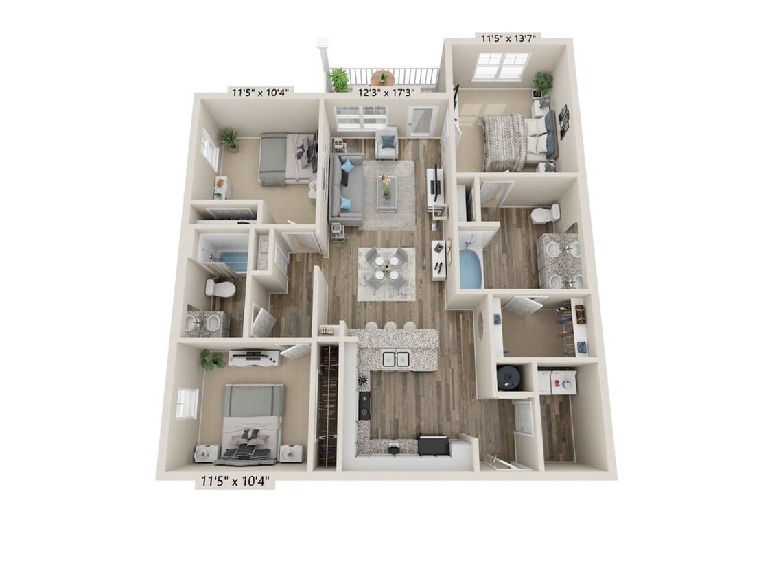Floor Plan - Cypress (3 Bed, 2 Bath)