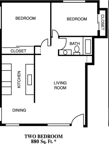 The Birch - 2x1 - 2 Bedroom, 1 Bath 