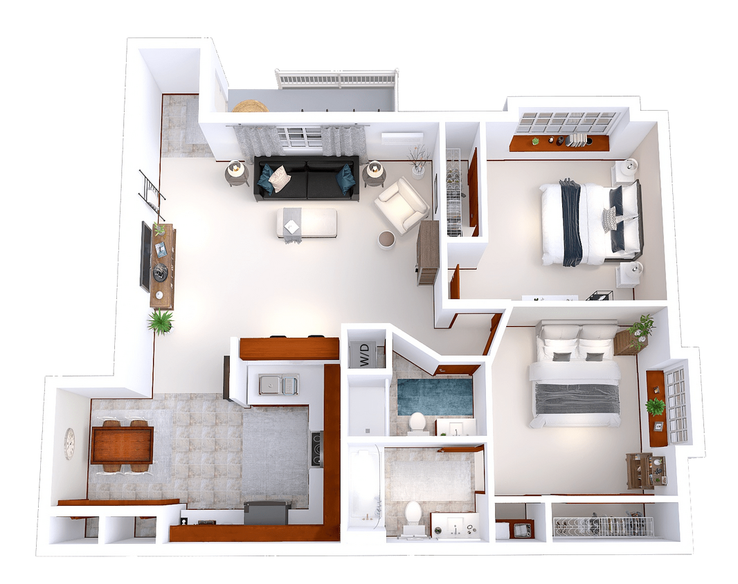 Floor Plan - Rivershire - 2 Bed, 2 Bath Lower