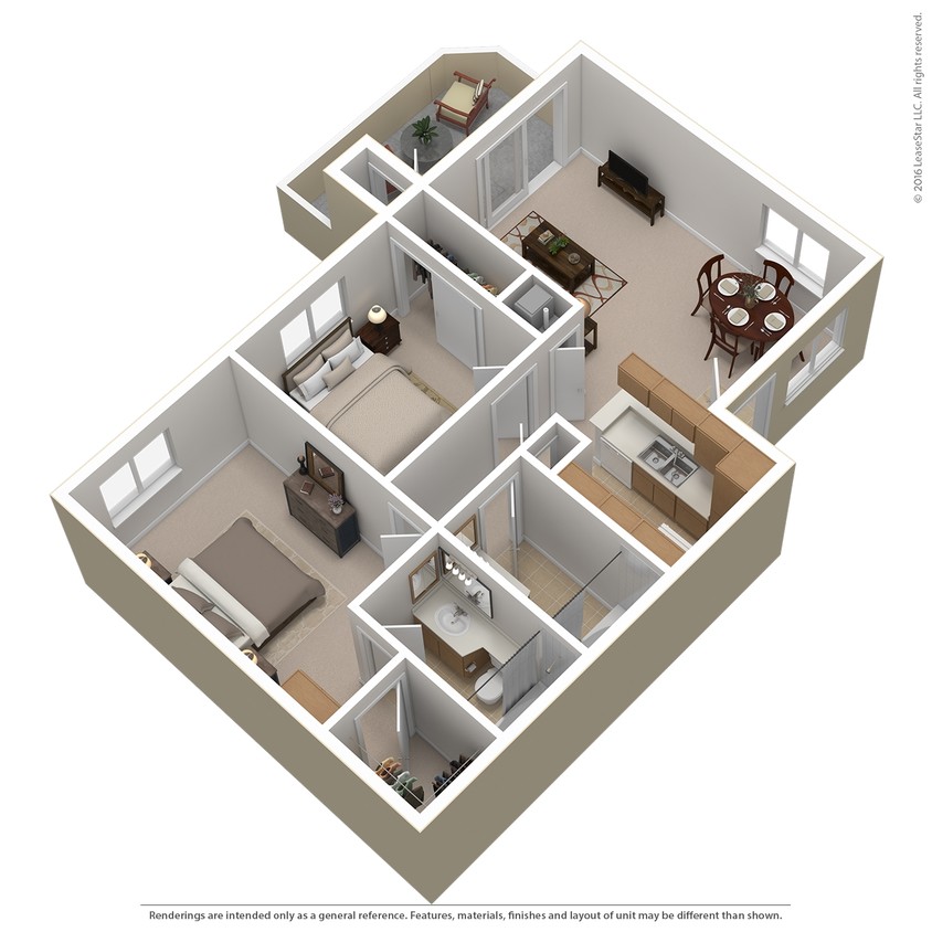 Floor Plan - 2 Bed 2 Bath (B)