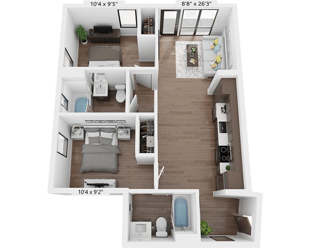 Floor Plan - Two Bedroom B2A