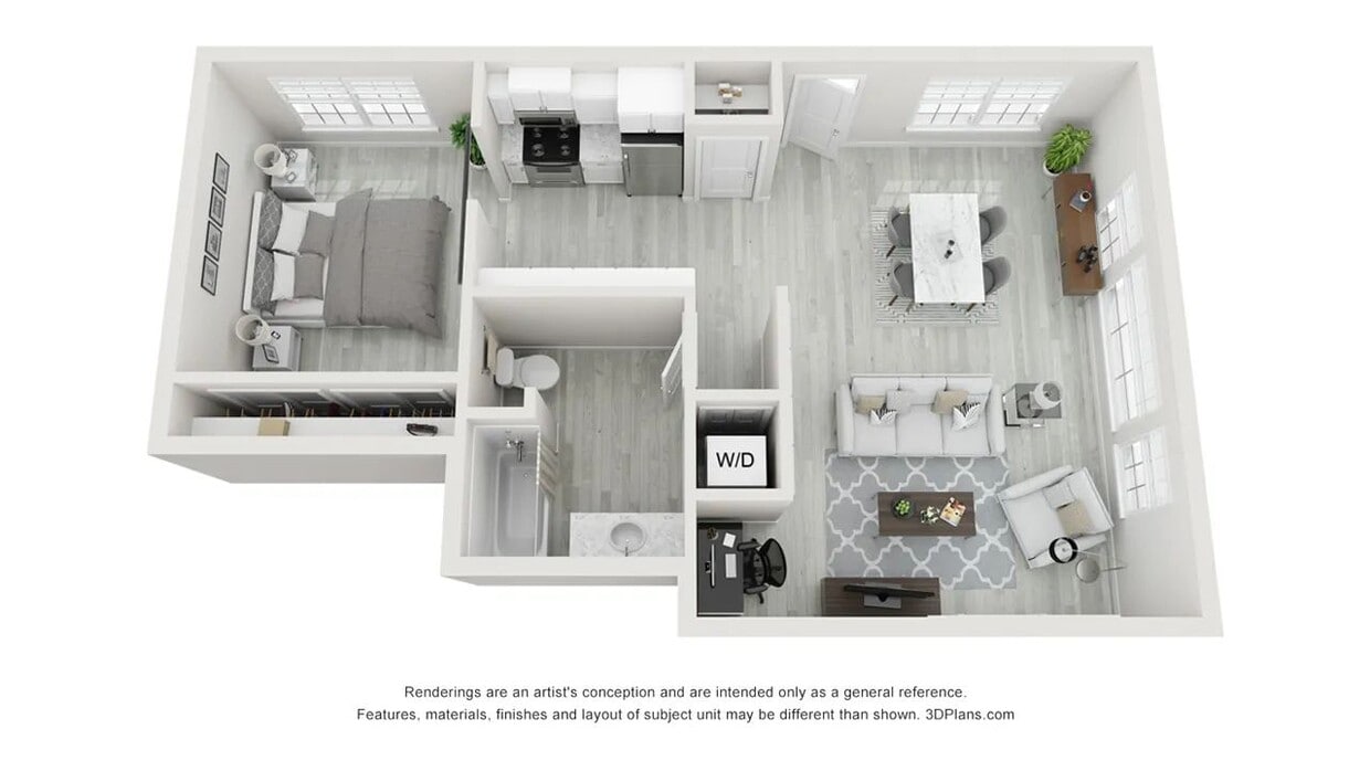 A photo of our 1x1 floor plan, The Pacific. - The Rosewood Villa