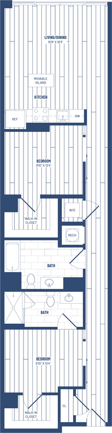 Floor Plan - 2 Bed/2 Bath Junior-H-215