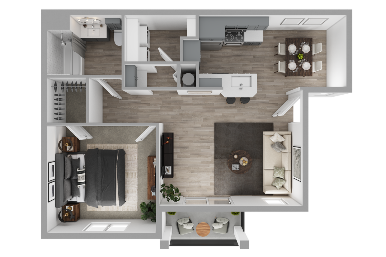 Floor Plan - 1BD 1BTH