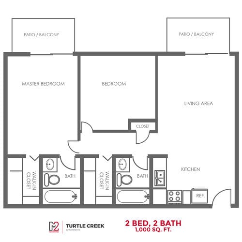Floor Plan - 2 Bedroom 2 Bathroom