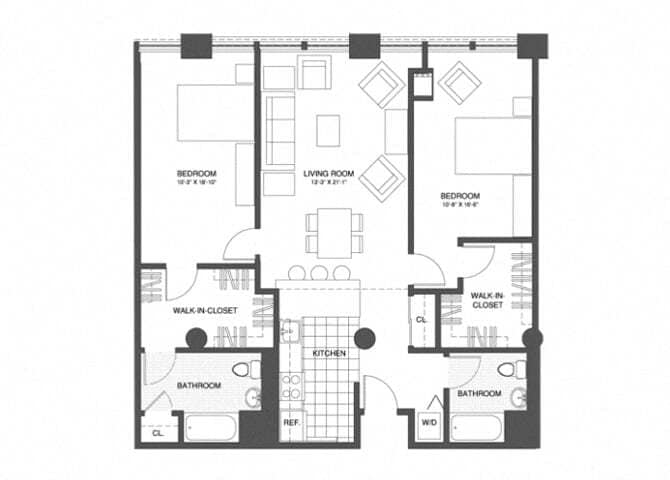 Floor Plan - 2 Bed/2 Bath