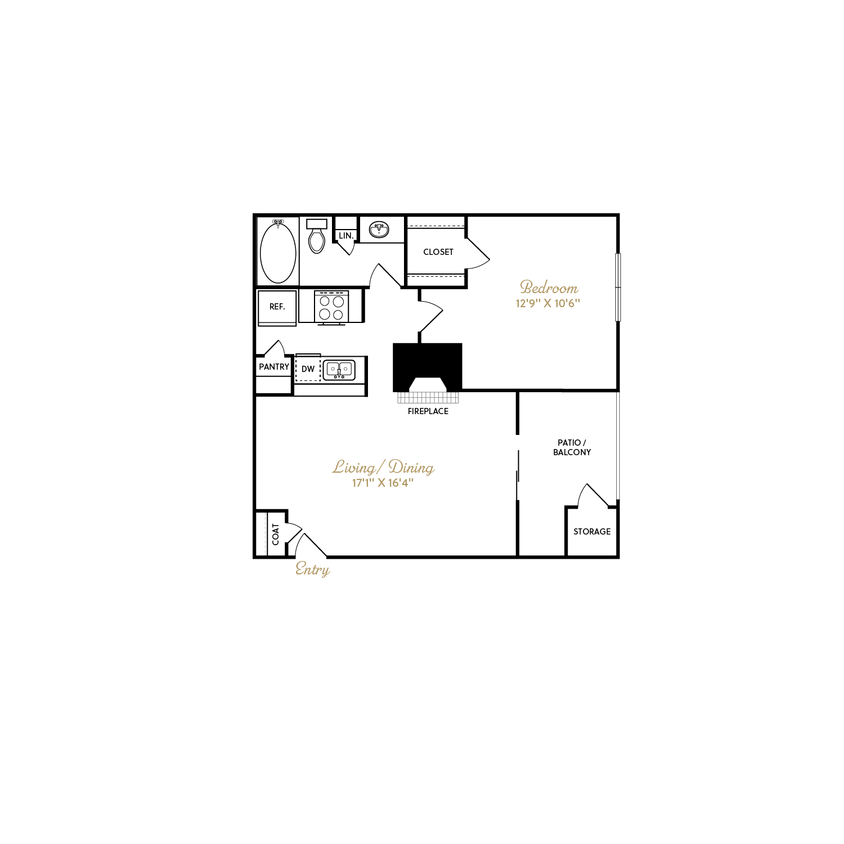 Durham-FloorplansA2-640SF.png - 1 Bedroom 1 Bath