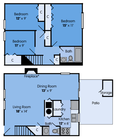 Floor Plan - 3 bed 1.5 bath reno wb3x1.5r-Magnolia