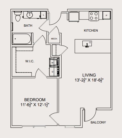 Floor Plan - One Bedroom - Four on Six (Workforce - 60% AMI)
