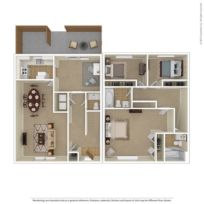 Floor Plan - 3 Bed, 2.5 Bath Upgraded