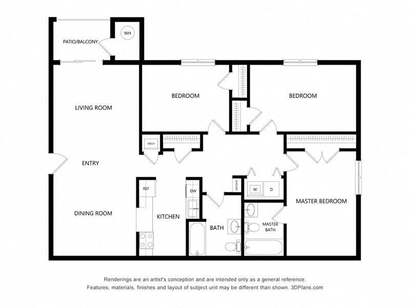 Floor Plan - 3 Bed | 2 Bath