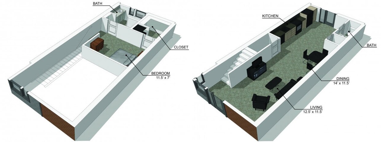 Floor Plan - Townhome 1 Bed Loft
