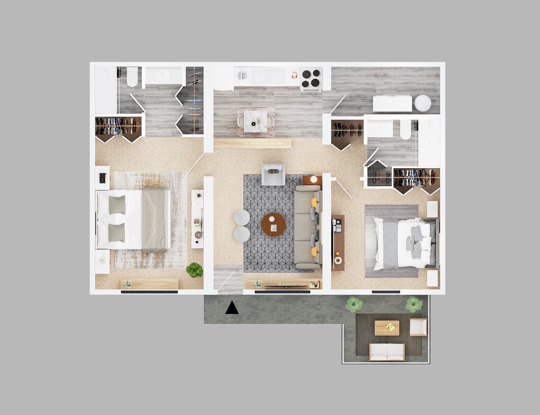 Floor Plan - Two Bed Two Bath with Master Bed