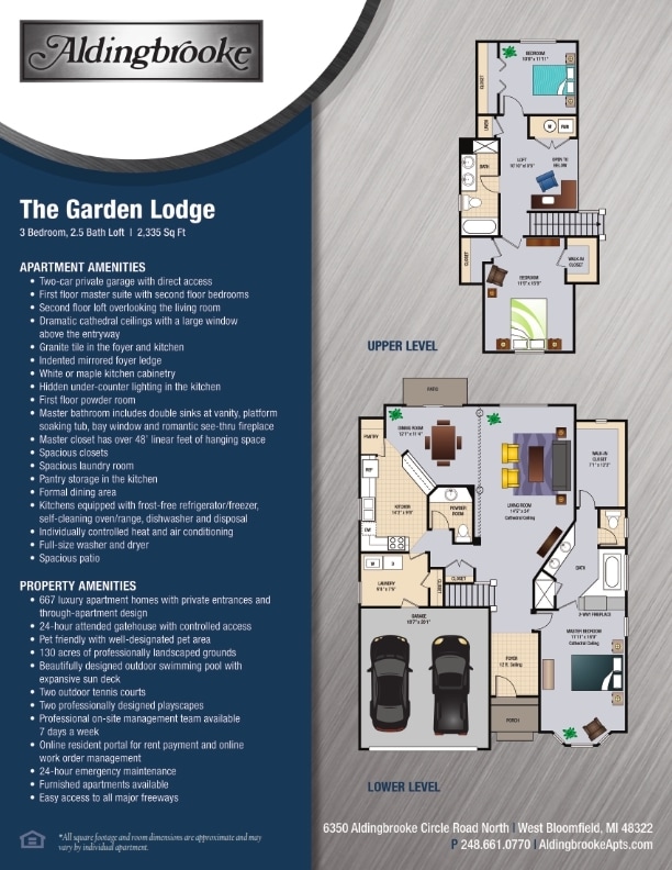 Floor Plan - Garden Lodge - includes a 2 car attached garage
