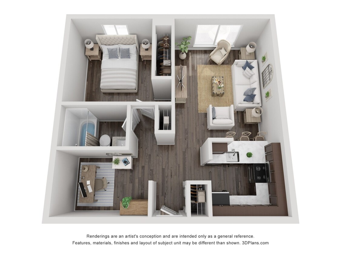 Floor Plan - A1 - 1 Bed 1 Bath w/ Den