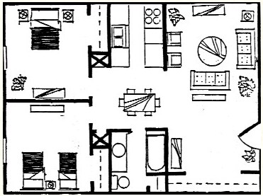 2 BR - 950 SF - 11B