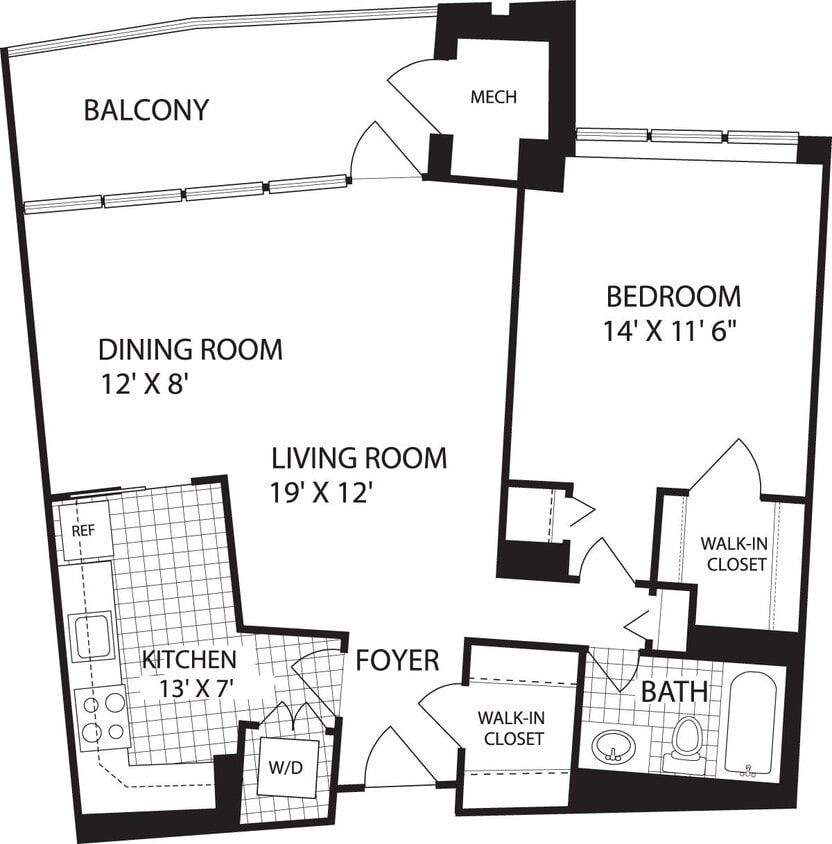 Floor Plan - 1 Bedroom K