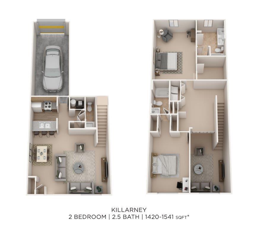 Floor Plan - Two Bedroom Townhome-1420 sqft