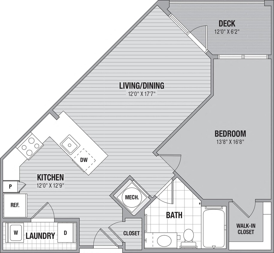 Floor Plan - Alder 1 Bed/1 Bath